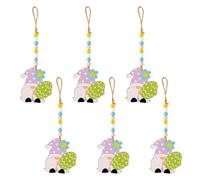 ZEPFJHE Lot de 6 décorations de fête de Pâques en bois avec pendentif en forme de poule - Décorations d'intérieur et d'extérieur à suspendre pour arbre