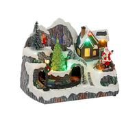 ZEPFJHE Maisons de Village de Noël Musicales, bâtiments de Collection de Noël, décoration rotative, Figurine/Arbre, lumière LED, décorations de Noël