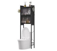 Zephylix Over The Toilet Storage Cabinet 3-Tier Bathroom Organizer Shelf No Drill Metal Frame Waterproof PVC Doors Space Saving Rack for Towels Toiletries 165cm White Noir