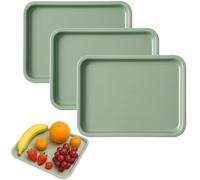 Zephyra Lot de 3 Plateaux de Service Rectangulaires en Plastique Pratiques et Réutilisables - Plateau Repas, Petit Plateau pour Petit Déjeuner, Cuisine, Café, Hôtel, 24,8 x 17,8 cm-Vert