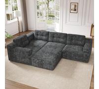 Zepneiy Canapé 5 Places modulable,Canape d'angle Forme de L/U,Design sans Cadre, Canapé modulable compressé, Tissu Chenille,Aucun Assemblage requis,Convient aux Salons et Appartements,Gris