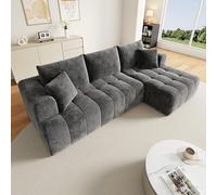 Zepneiy Canapé d'angle en Forme de L,Canape modulable 3 Places,Boneless Couch,Canapé Nuage compressé,sans Cadre,Conception de Plancher Bas,Tissu Chenille,Aucun Assemblage requis,Gris