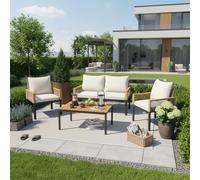 Zepneiy Ensemble de chaises Longues d'extérieur, Ensemble de Meubles de Jardin avec Coussins Confortables, Design en rotin, Beige (Coussin d'assise Inclus)