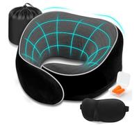 Zepphi Oreiller de Voyage pour Avion, Coussin de Voyage Memoire Forme, Oreiller de Support Cervical avec Masque de Sommeil Bouchons d'oreilles, idéal pour Bureau Avion Train Voiture