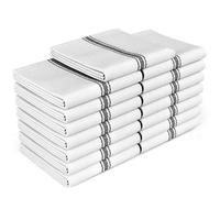 Zeppoli torchons de Cuisine Classiques - Torchons à Vaisselle 100% Coton Naturel - Chiffons de Nettoyage réutilisables - Super absorbants, Essentiels pour la Cuisine, 35 x 63 cm (Rayé Noir, Lot de 15)