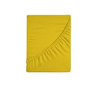 Zer0bed, Drap Housse carré et Demi Couleur Unie 100% Coton, Angle Maxi 30 cm, 1 Place et demie, Jaune, 130 x 200 cm