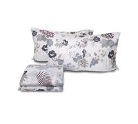 zer0bed Parure de lit Double en Coton Fantaisie Floral, fabriquée en Italie, Drap Plat + Drap Housse + taies d'oreiller 100% Coton, Indigo