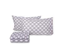 zer0bed Parure de lit Double en Coton Fantaisie géométrique, fabriquée en Italie, Drap-Housse + Drap Housse + Paire de taies d'oreiller 100% Coton, Indigo