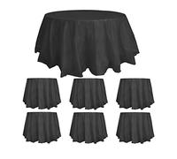 ZeriTlolen 6 x Nappe jetable noire en PEVA, ronde, imperméable, jusqu'à 1,8 m, pour fêtes, anniversaires, dîners