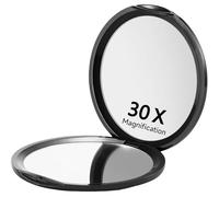 Zernblend Miroir de Poche Compact avec grossissement 1X/30X, idéal pour Les déplacements, Miroir grossissant 30 Fois, Miroir de Voyage, Miroir cosmétique (Noir)