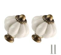 Zernmiarder Lot de 12 boutons de porte vintage en céramique blanche antique avec vis pour placard, tiroir, armoire et projet de bricolage à la maison