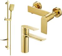 Zero SET Mélangeur lavabo + bain avec accessoires DF62, or (71104DF62-50)