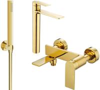 Zero SET Mélangeur lavabo + bain avec accessoires R70, or (71113R70-50)