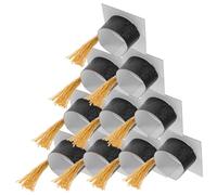Zerodeko 10pcs Chapeau de Diplômé Noir pour Décoration de Remise de Diplômes, Bouchon de Gobelet en Papier et Coton, Ambiance Festive pour Party et Graduation Parties