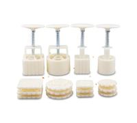 Zerodeko 16pièces Moule Patisserie Pour Mooncake Moule à Gâteau Oriental Rond Et Carré Outils De Décoration à Presse Manuelle Abs Alimentaire Résistant Chaleur Tampons Et Compresseurs Pour