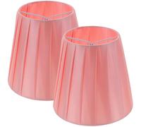 Zerodeko 2 Pièces Abat-jour Pince en Tissu Plissé Rose pour Lampe de | Installation Facile, Structure Robuste, Remplacement Décoratif, pour Lampe de Table et Lampadaire, Style Élégant