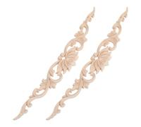 Zerodeko 2 Pièces Applique Décorative en Bois Fleur de Lotus, Décor de Meuble, Non Peinte, Beige, pour Lit et Armoire, Décoration Intérieure et Placards Cuisine