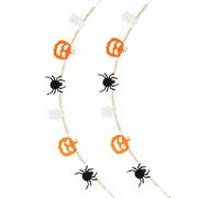 Zerodeko 2 Pièces Guirlande Suspendue de Perles en Bois Rustique Citrouilles pour Décoration Halloween Chic et Vintage, pour Décoration Murale ou Vase