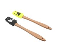 Zerodeko 2 Pièces Spatule à Crème Design Classique en Silicone Manche en Bois, Ustensile Léger et Facile à Transporter Halloween pour Pâtisserie pour Travaux de Cuisson