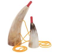 Zerodeko 2 Pièces Trompette Médiévale en Corne de Bœuf Authentique Style Viking, Instrument à Vent Festif Facile à Jouer, Décor Polyvalent pour Cosplay et Fêtes D’halloween