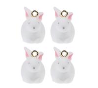 Zerodeko 4 Pcs Pendentifs Décoratifs Lapin Blanc en Flocage et Branche, Accessoires DIY Adorables Texture Douce, Faciles à Suspendre pour Décoration Créative