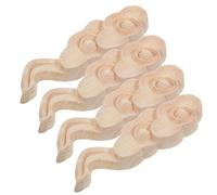 Zerodeko 4 Pièces Applique Décorative en Bois Marron Style Chinois Nuage Sculpté pour Meuble et Entrée, Élément Artistique Classique et Élégant pour Décoration Visuelle