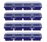 Zerodeko 4 Pièces Boîte de Rangement à Vis Empilable avec Couvercle Bleu, | Plastique, Compartiments Multiples, Visibilité Rapide, Usage Bricolage Maison et Atelier, Accès Pratique
