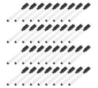 Zerodeko 50 Pièces Lot de Marqueurs Effaçables à Sec Noirs pour Tableau Blanc Mini Gomme Intégrée, Fibre de Polyester et Structure en Pp, pour Bureau et École