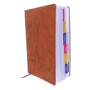 Zerodeko Agenda 2026 en Papier Couverture en Pu Couleur Café, Planificateur Hebdomadaire Coins Arrondis pour Organisation Quotidienne et Occasions comme Anniversaires ou Noël