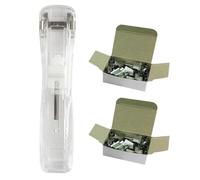 Zerodeko Agrafeuse sans Agrafe Ne Détériore Pas le Papier Portable en Plastique et Fer, Facile à Utiliser avec Distributeur de Clips de Recharge Couleur Aléatoire pour Bureau et École