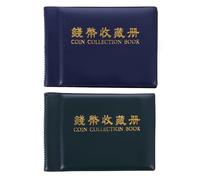 Zerodeko Album de Collection et Protection Portable 60 Grilles de Pièces de Monnaie en PVC Cuir Calendré, Rangement Facile Lot de 2 pour Badges et Pièces