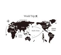 Zerodeko Autocollant Mural Carte du Monde Créatif en Pvc Noir, Réutilisable et Inaltérable, Décor pour Salon et Mobilier