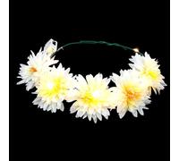 Zerodeko Bandeau Lumineux LED Hawaïen en Tissu Blanc Cassé Guirlande Lumineuse Taille Unique Accessoire de Coiffure pour Fête Carnaval et Soirées Estivales