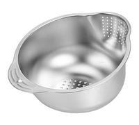 Zerodeko Bassine à Riz en Acier Inoxydable Argenté Multifonctionnelle Fond Incliné, Panier D'égouttage pour Fruits et Légumes, Cuisine Intérieure et Camping