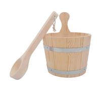 Zerodeko Bois Seau de Sauna Poignée Ergonomique 5l Style Tonneau | Capacité 5 L, Versement Contrôlé et Étanchéité, Finition Beige, Usage pour Hammam, Jardin
