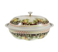 Zerodeko Bol de cuisson profond avec couvercle, plat rétro en fer-blanc à motif floral - 28 cm, bol mélangeur vintage profond pour salades, fruits, pâtes et autres préparations culinaires.