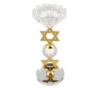 Zerodeko Bougeoir de Hanoukka en Cristal et Métal Doré, Porte-Bougie D'étoile à Six Branches, Décoration Vintage pour Célébrations Festives de Chanukah