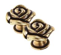 Zerodeko Boutons de Tiroir Lot de 2 Vintage en Alliage de Zinc Or Forme Fleur de Rose Fin, Résistants la Déformation pour Armoire et Commode pour Rénovation