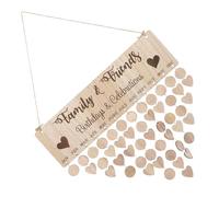Zerodeko Calendrier Mural Perpétuel en Bois Beige Style Nordique Disques en Bois et Corde Suspendue pour Décoration de Chambre et Rappel D'anniversaire