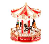 Zerodeko Carrousel de Noël Lumineux : Manège Rotatif en résine - Décoration de Table LED - Figurine boîte à Musique animée pour décoration d'étagère - Cadeau de Noël