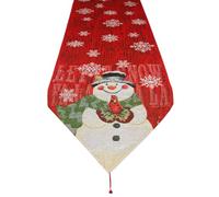Zerodeko Chemin de Table Décoratif de Noël Coton et Lin avec Motif Bonhomme de Brodé Nappe Festive pour Décoration de Table de Dîner Maison Usage Intérieur et Extérieur