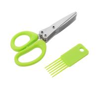 Zerodeko Ciseaux à herbes, coupe-herbes de cuisine multifonction à 5 | avec peigne de nettoyage, poignée ergonomique, hachoir à herbes pour couper la laitue râpée, la coriandre fraîche, les