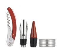 Zerodeko Coffret Ouvre-Bouteille de Vin Rouge 3 Pièces en Acier Inoxydable et Bois Poignée Ergonomique sans Déformation pour Fêtes en Famille ou Entre Amis
