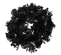 Zerodeko Couronne de Porte Noire en Eucalyptus Artificielle pour Décoration d'halloween, Feuilles en Soie Réalistes, Suspendue pour Décoration Intérieure et Extérieure