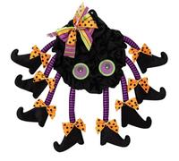 Zerodeko Couronne Murale Décorative Halloween en Polyester Toile D'araignée et Araignée Géante pour Porte D'entrée, Décoration Intérieure Unique et Festive pour Fête Halloween