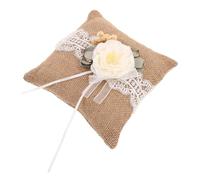 Zerodeko Coussin Alliance Mariage en Lin, Porte-alliances en Dentelle Vintage et Doux, avec Fleur, pour Proposition et Cérémonie de Fiançailles