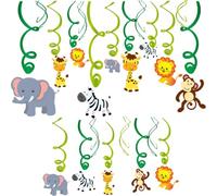 Zerodeko Décoration d'anniversaire Animaux Jungle en PVC, à Suspendre Spirale Adorable pour Plafond et Portes, pour Fêtes Garçon et Filles et Salles de Classe