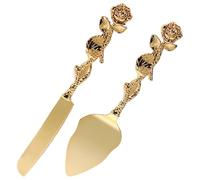 Zerodeko Ensemble de Serveur à Gâteau pour Découper et Servir en Alliage de Zinc Couleur Or, Couteau et Spatule Pratiques pour Fêtes et Occasions