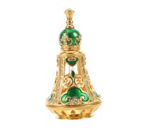 Zerodeko Flacon Parfum Décoratif Vintage Style Moyen-Orient, Bouteille Parfum Rechargeable en Verre et Alliage, 125 ML/4 Oz, Vert, Bouchon, pour Déco Chambre et Présent d'anniversaire