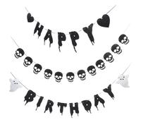 Zerodeko Guirlande Suspendue Noire en Papier Fantômes et Crânes pour Décoration Murale Halloween et Anniversaire, Installation Facile Intérieure et Extérieure
